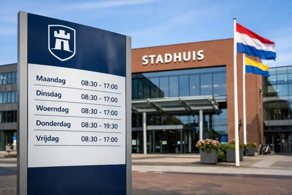 Ingang van het stadhuis in Doetinchem overdag