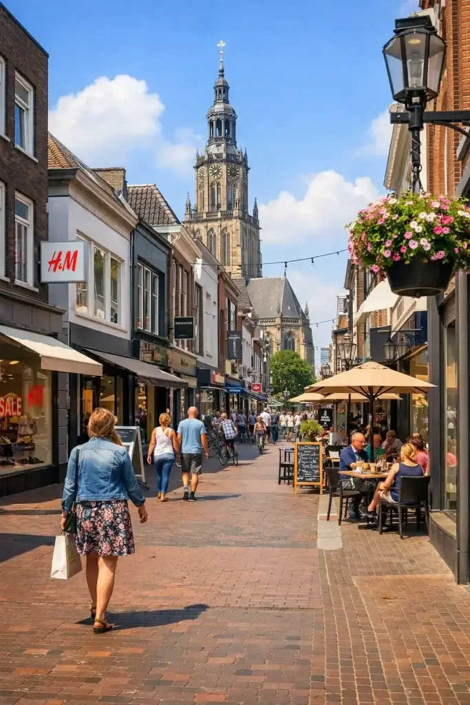 Winkelstraat in Doetinchem met moderne winkels